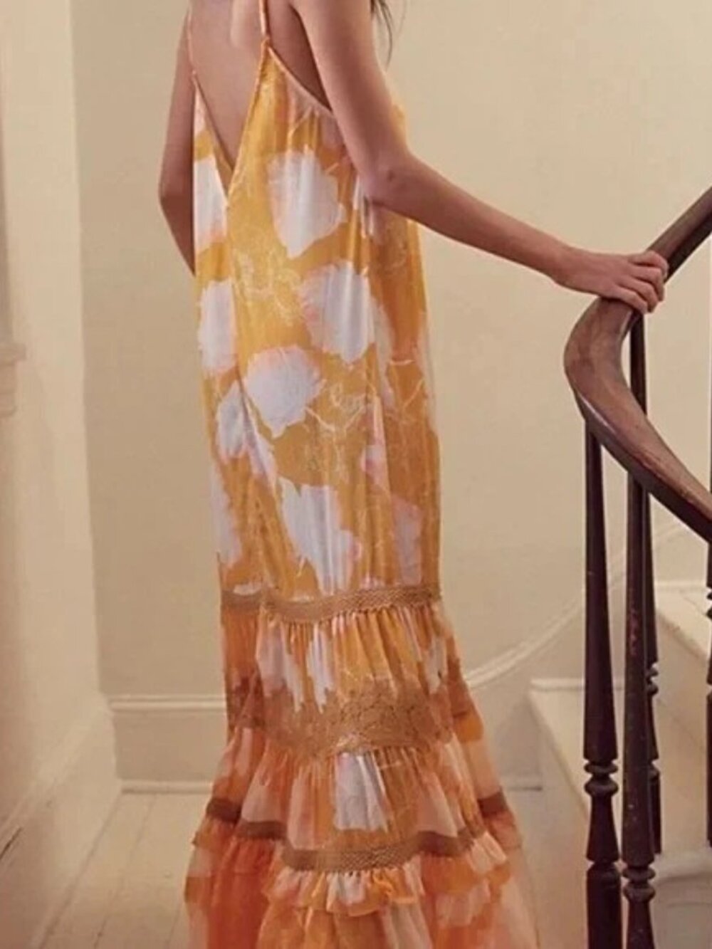 Free People Intimately Make Your Move Maxi Slip Dress Yellow Combo Size XS NWOT - Picture 2 of 13
